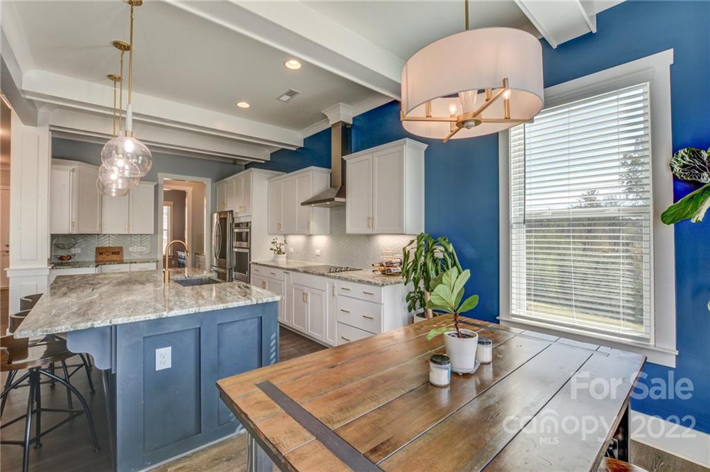 1106 Currituck Way York, SC 29745 - Photo 10 of 45 a kitchen with stainless steel appliances granite countertop a sink a stove and a wooden floors