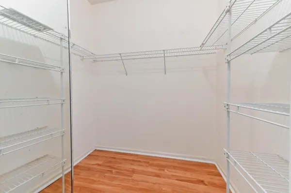 a view of a room with racks on the wall