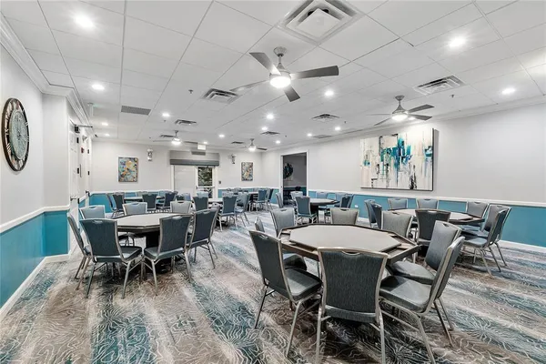 a view of a dining area with furniture