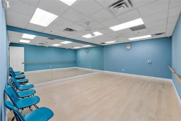 a room with gym equipment