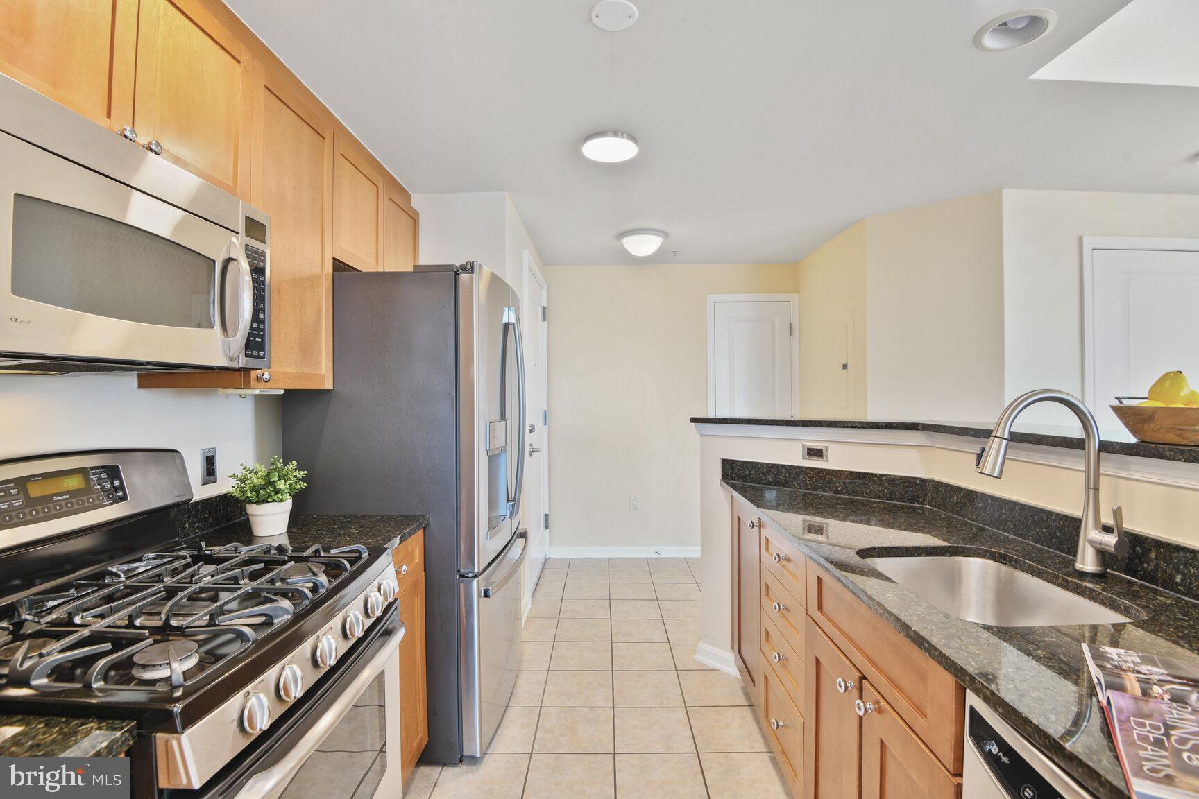 930 Wayne Avenue, Unit 1403 Silver Spring, MD 20910 - Photo 13 of 37 a kitchen with stainless steel appliances granite countertop a sink stove and refrigerator