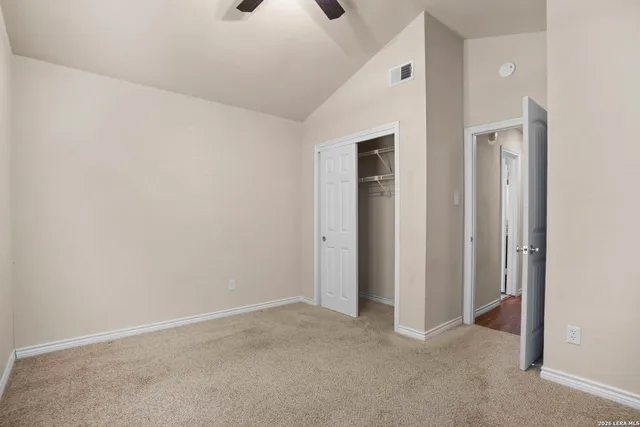 an empty room with closet