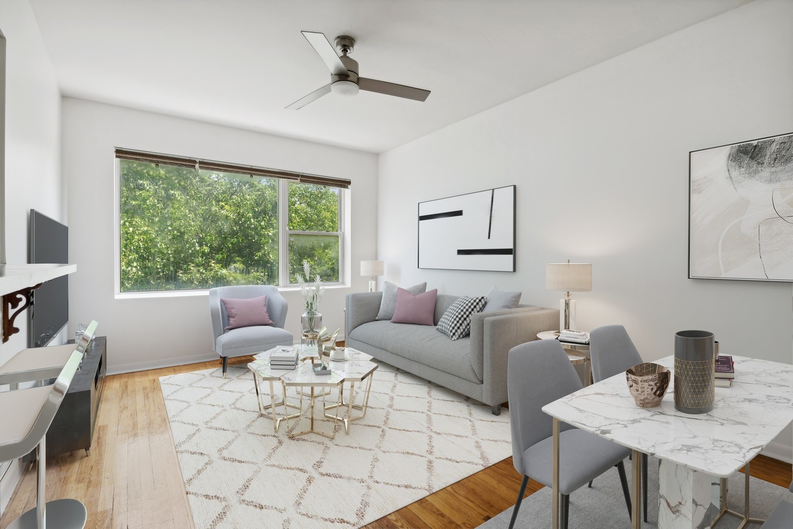 4915 North Avers Avenue, Unit 2CS Chicago, IL 60625 - Photo 4 of 18 a living room with furniture and a large window