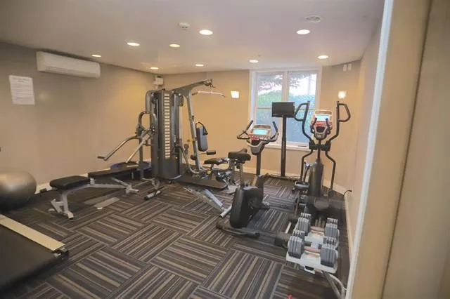 a view of a room with gym equipment