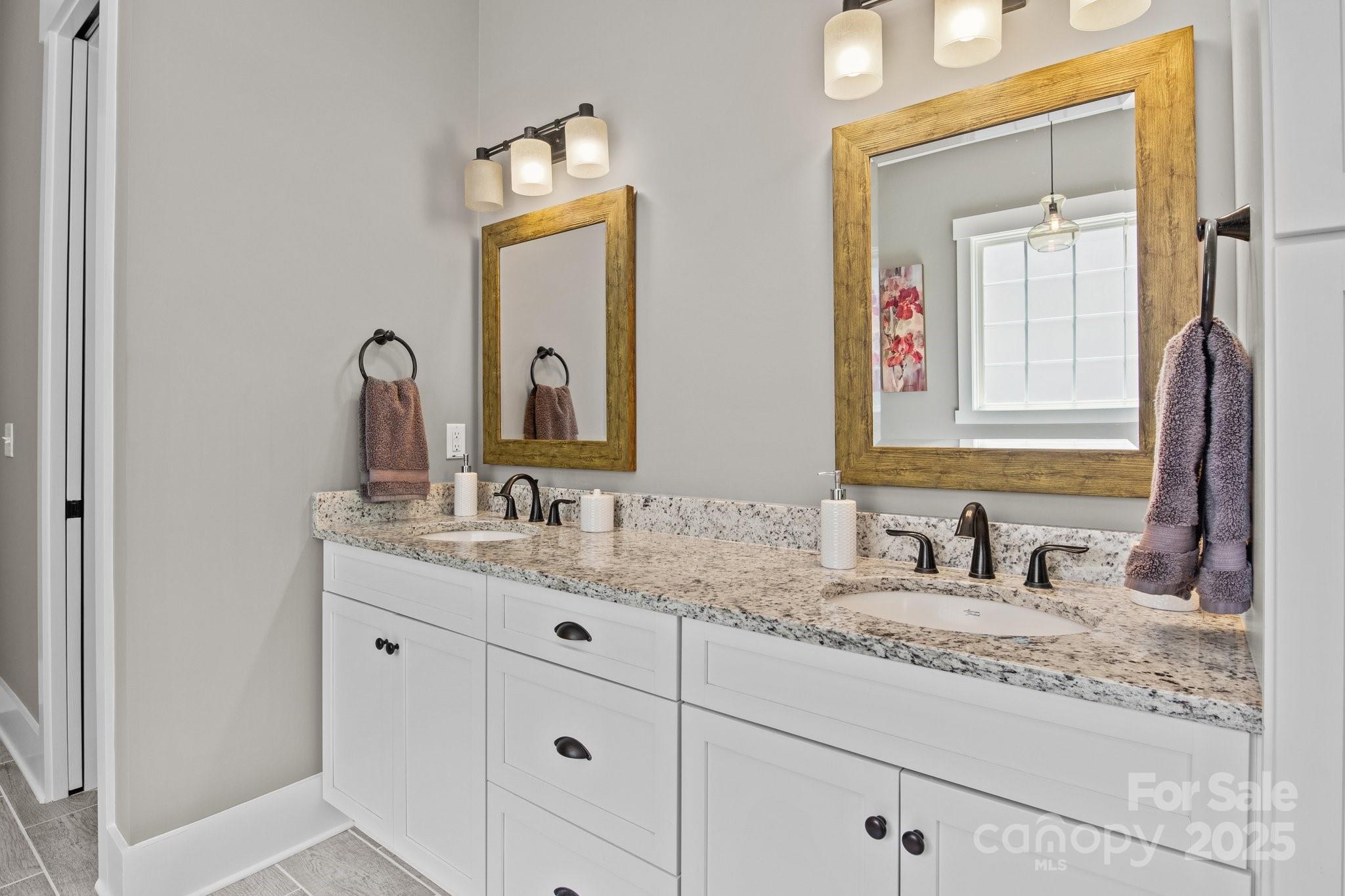 6743 Fox Ridge Circle Davidson, NC 28036 - Photo 25 of 48 a bathroom with a granite countertop sink vanity and mirror