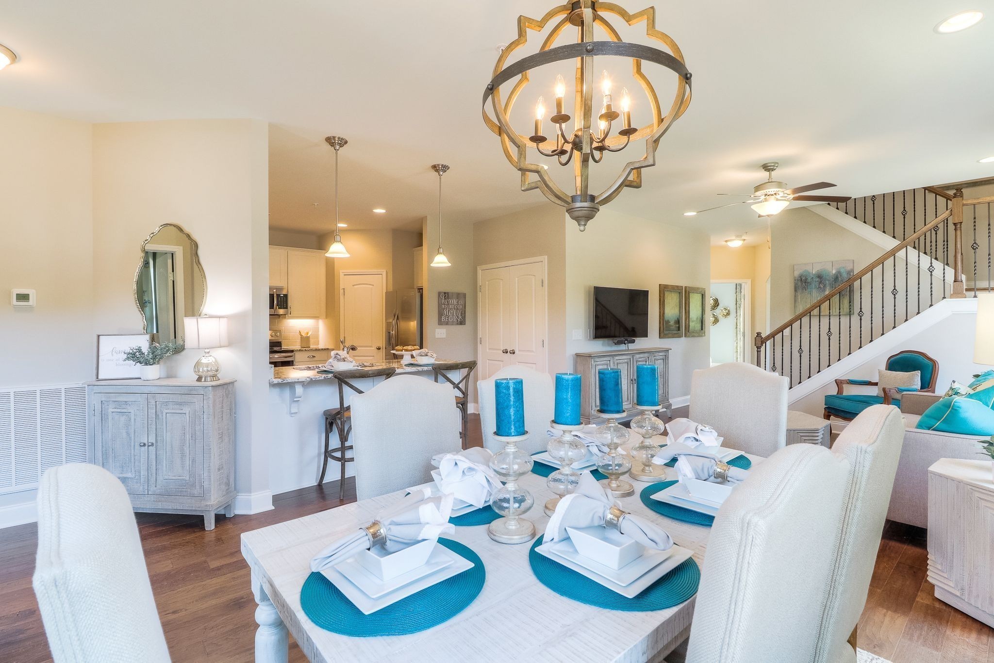 334 Buckner Cir Mount Mount Juliet, TN 37122 - Photo 14 of 40 a dining room with furniture a chandelier and wooden floor