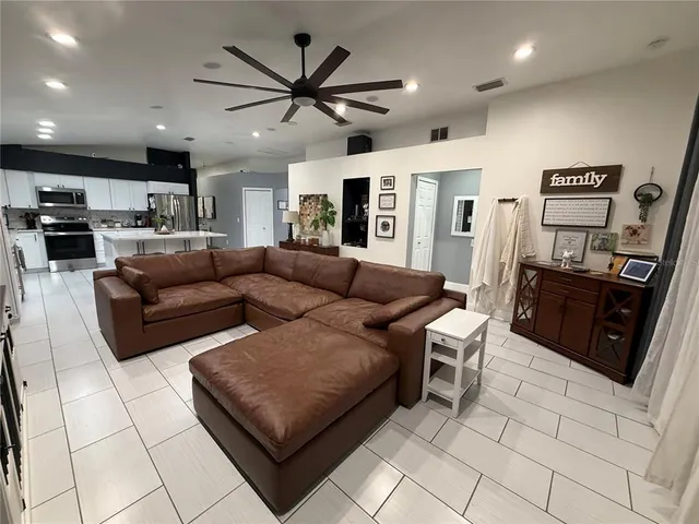 a living room with furniture