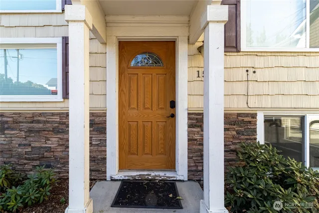 a front view of a house with a shower
