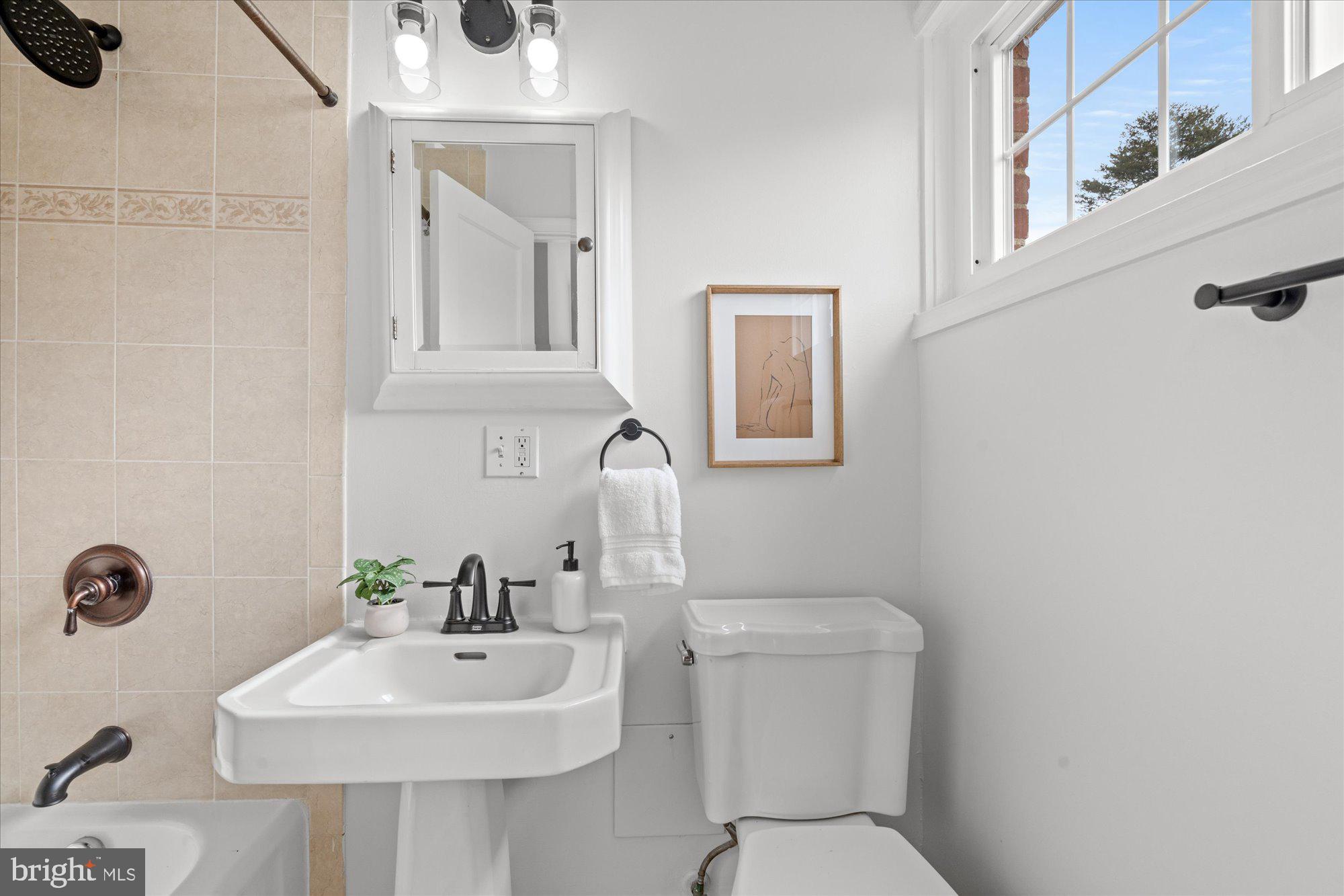 3206 Gunston Road Alexandria, VA 22302 - Photo 21 of 25 a bathroom with a sink a toilet and mirror