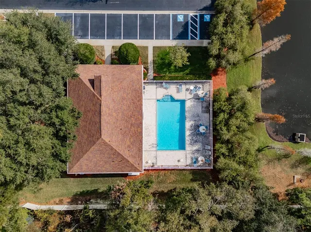an aerial view of a house