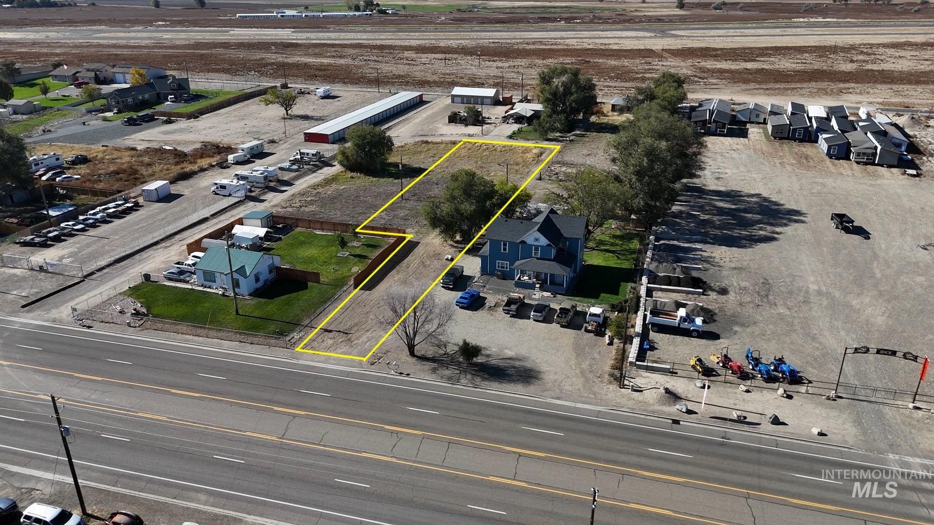 Aerial overview of property's location with property boundaries highlighted