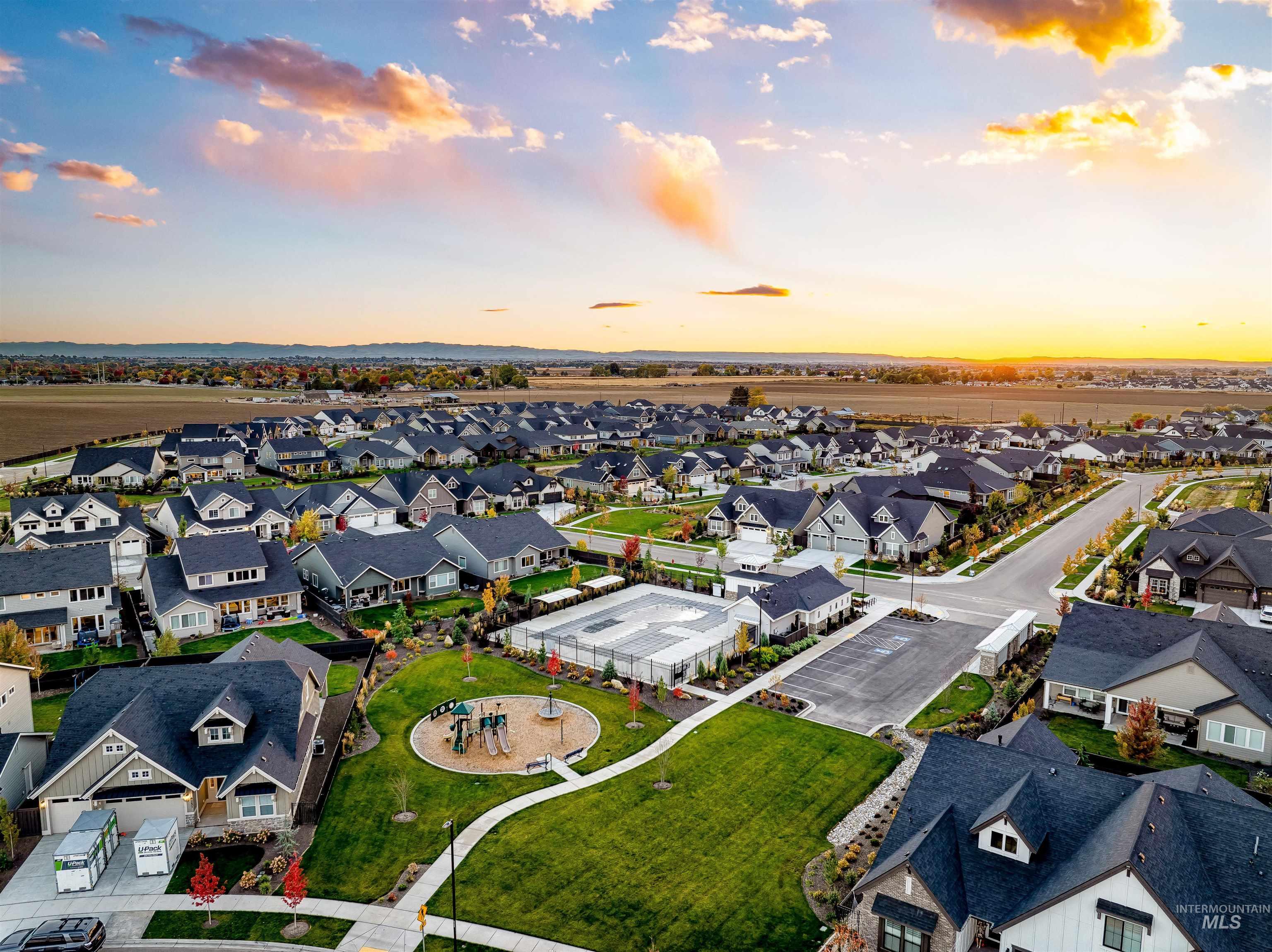 4217 North Bryant Way Meridian, ID 83646 - Photo 44 of 46 Aerial view at dusk of a residential view