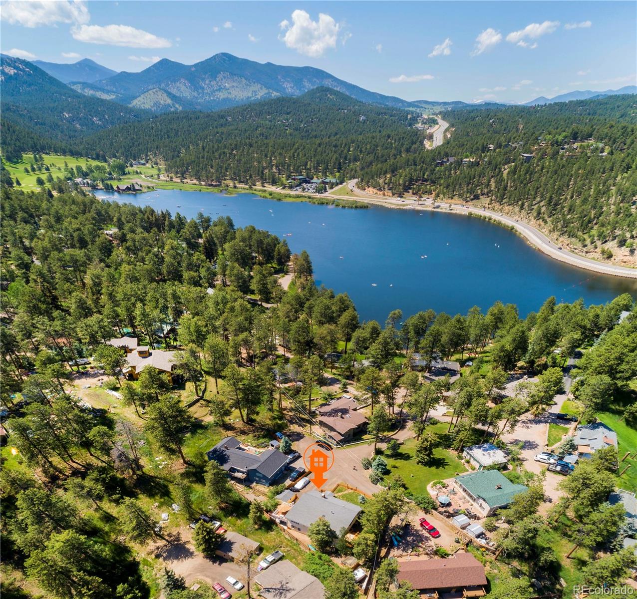 4805 Blue Spruce Road Evergreen, CO 80439 - Photo 7 of 43 a view of lake with mountain