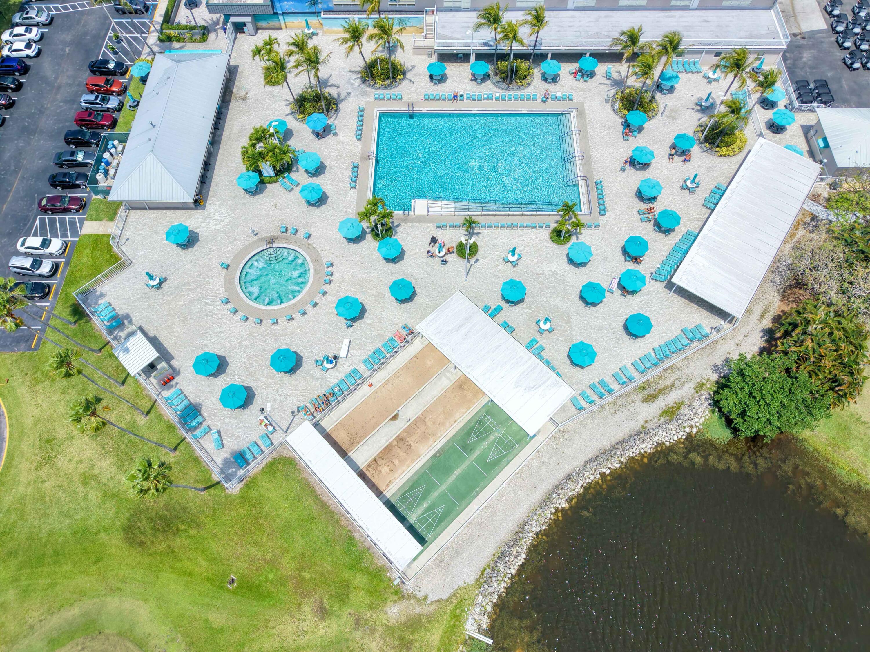 699 Flanders O Delray Beach, FL 33484 - Photo 35 of 39 Clubhouse Pool Deck Bird Eye View