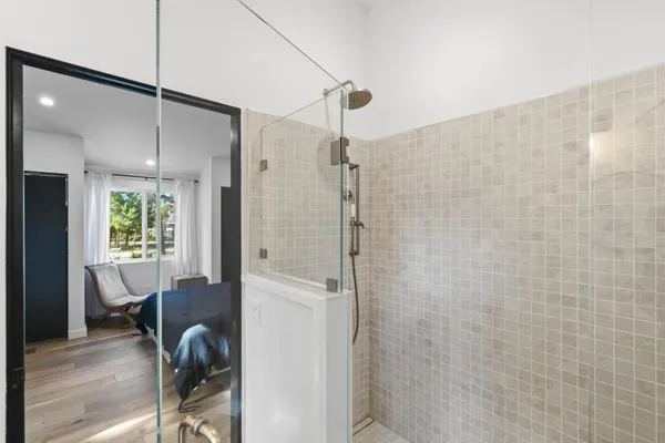 a bathroom with a shower