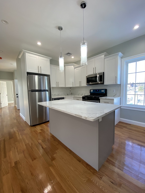 20 Kenton Road, Unit 2 Boston, MA 02130 - Photo 1 of 20 a kitchen with stainless steel appliances granite countertop a refrigerator a stove a sink and a microwave