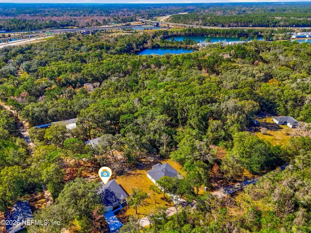 a view of a city with furniture