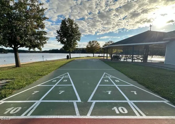 a view of a lake with outdoor space