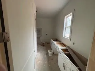 a room with a stove