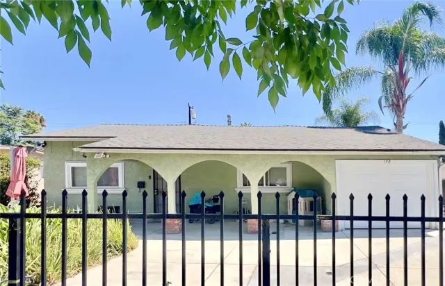 a view of a blue iron stairs
