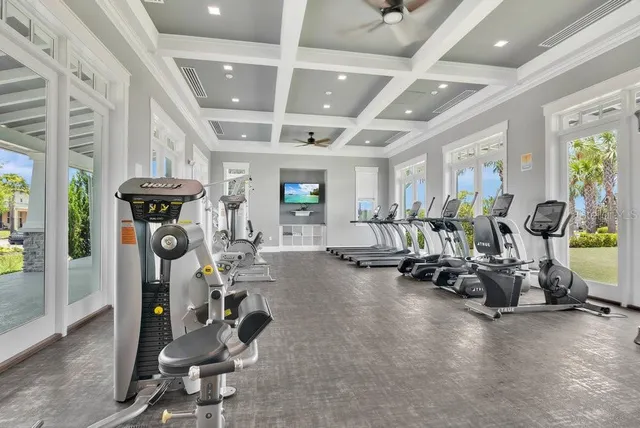 a view of a room with gym equipment