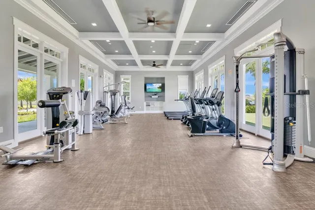 a view of a room with gym equipment