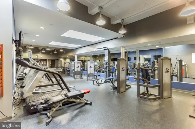 a view of a room with gym equipment
