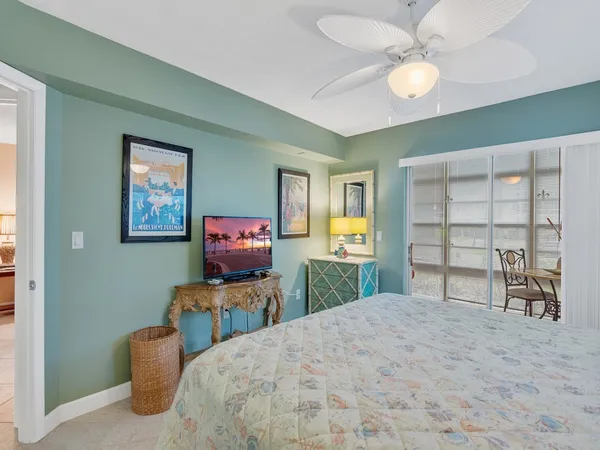 a bedroom with furniture and a flat screen tv