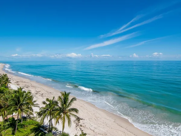 a view of an ocean & beach