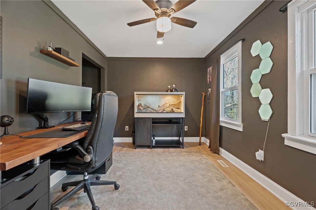 12646 Old Ridge Road Beaverdam, VA 23015 - Photo 23 of 48 Office space with ceiling fan and light wood-type