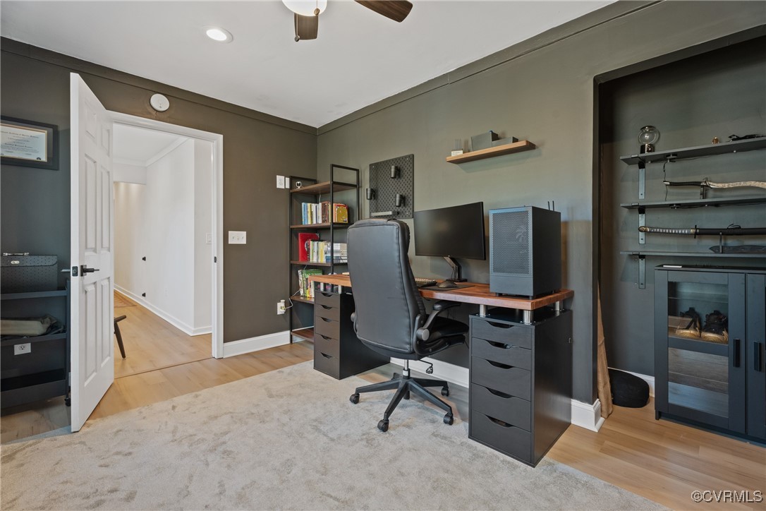 12646 Old Ridge Road Beaverdam, VA 23015 - Photo 24 of 48 Office area featuring crown molding, hardwood / wo