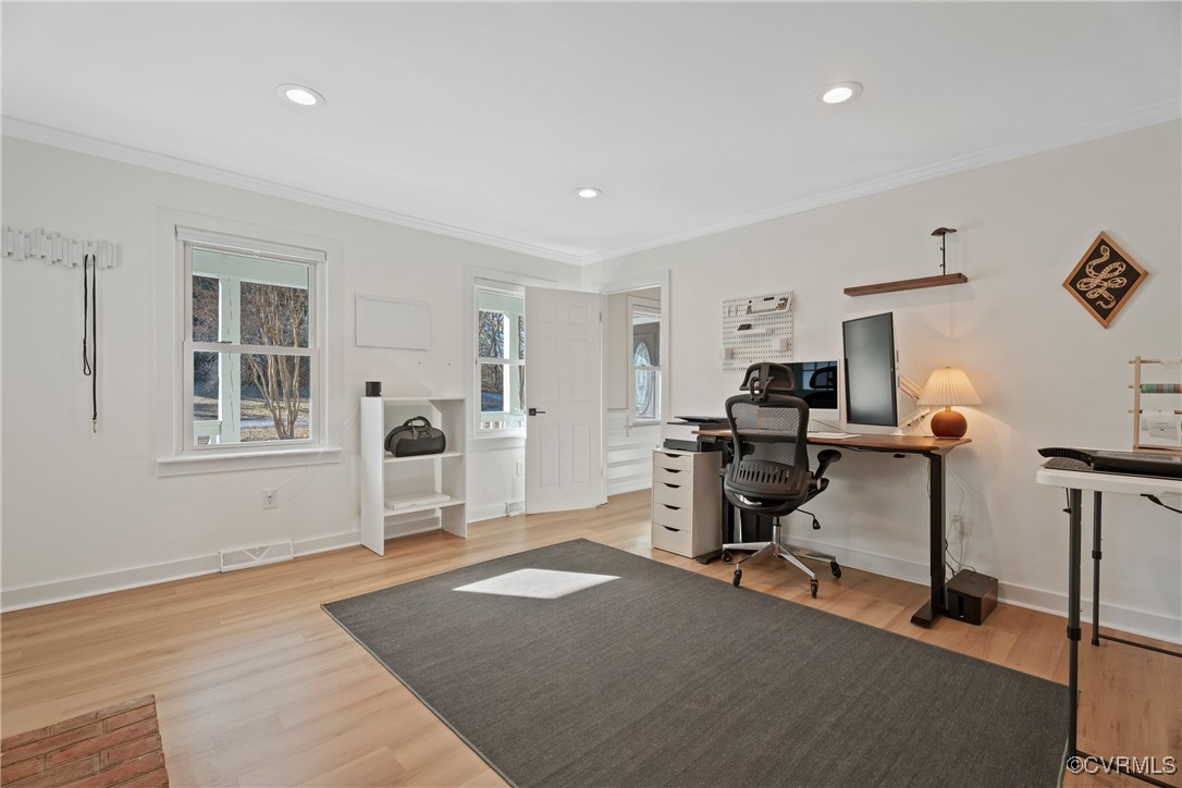 12646 Old Ridge Road Beaverdam, VA 23015 - Photo 26 of 48 Home office featuring crown molding and light wood