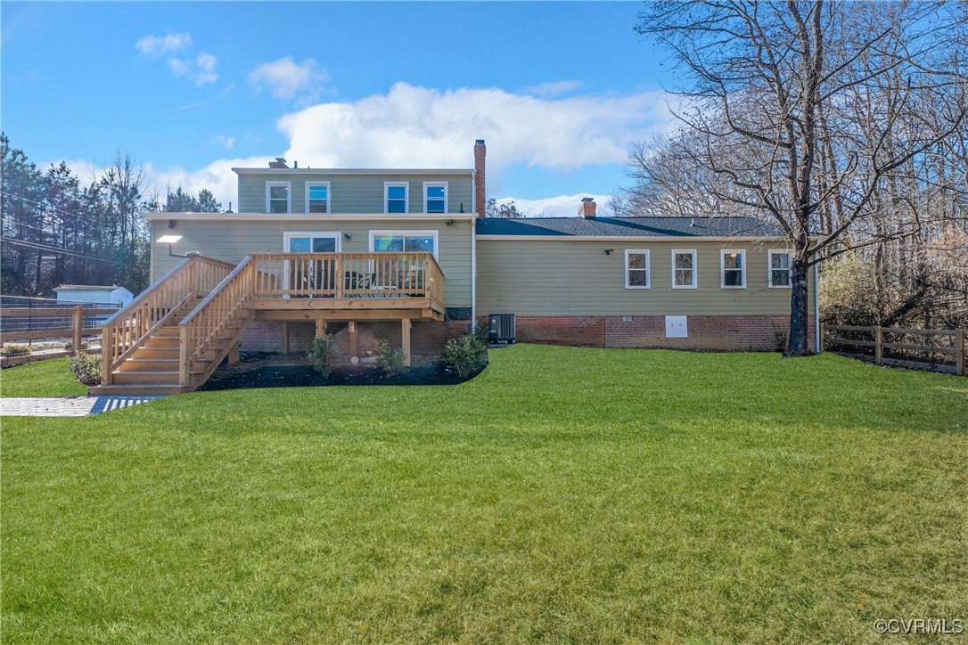 12646 Old Ridge Road Beaverdam, VA 23015 - Photo 41 of 48 Back of house featuring central AC unit, a deck, a