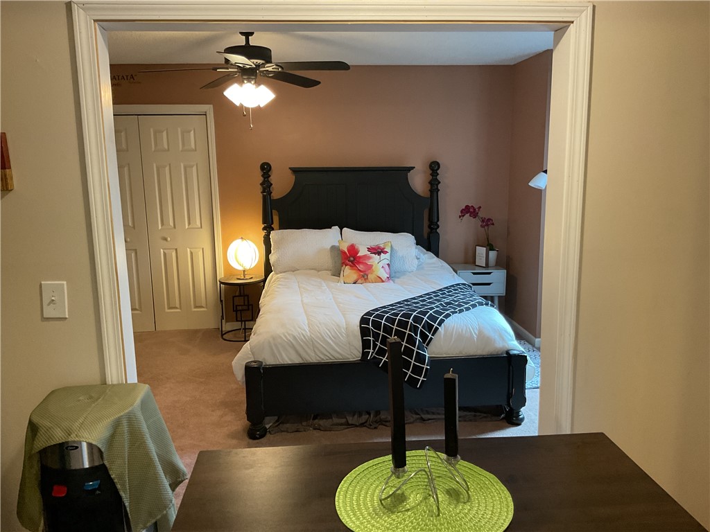 229 Cub Cove Drive Walhalla, SC 29691 - Photo 43 of 50 This cozy bedroom features a ceiling fan, plush carpet, and ample natural light.
