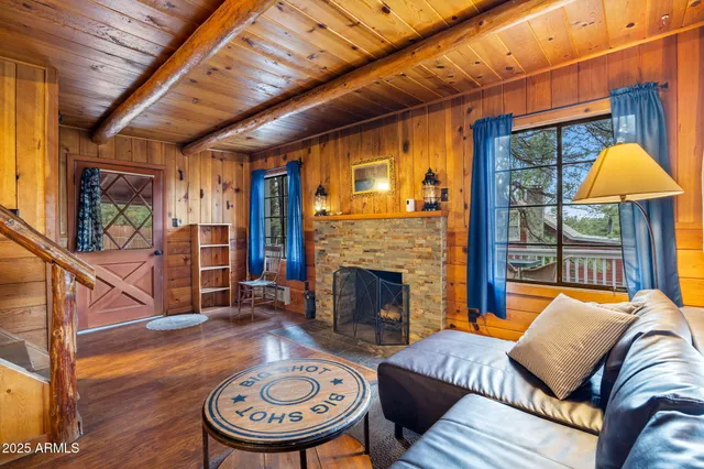 a view of porch with wooden floor