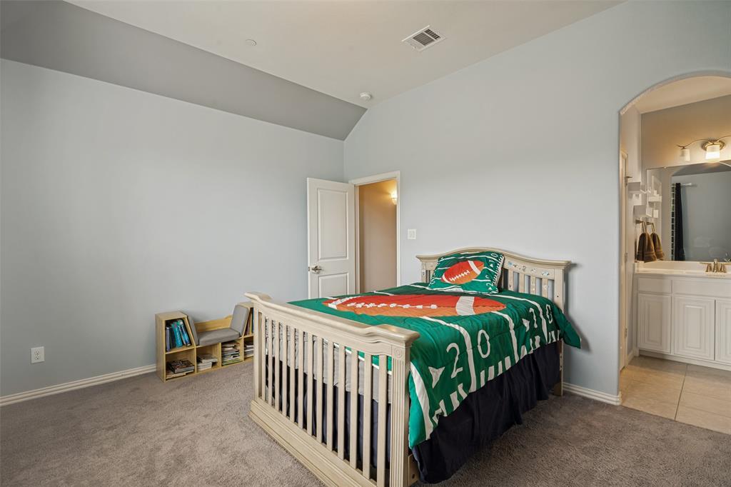 388 Bethany Road Sunnyvale, TX 75182 - Photo 30 of 40 Spacious room featuring vaulted ceilings, light gray wall paint, and plush carpet flooring