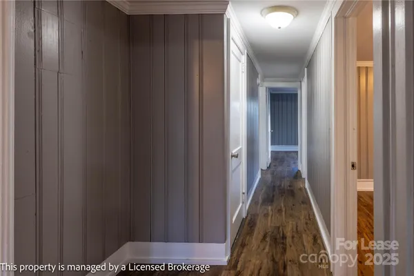 a hallway with windows