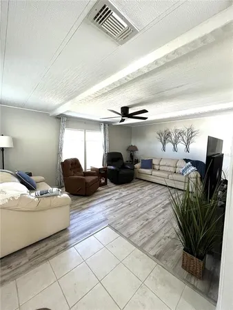 a living room with furniture flowerpot and a potted plant