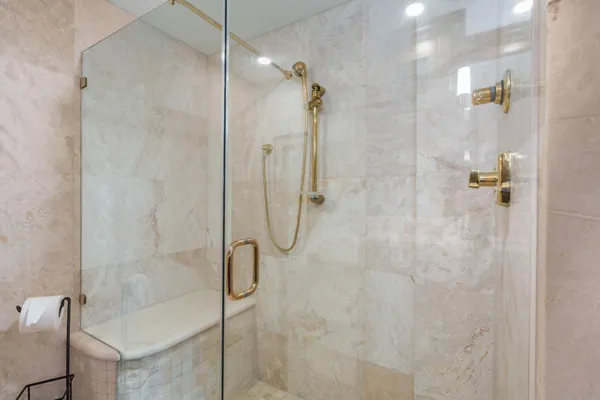 a bathroom with a shower