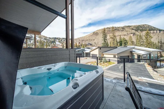 a view of a balcony with an outdoor space