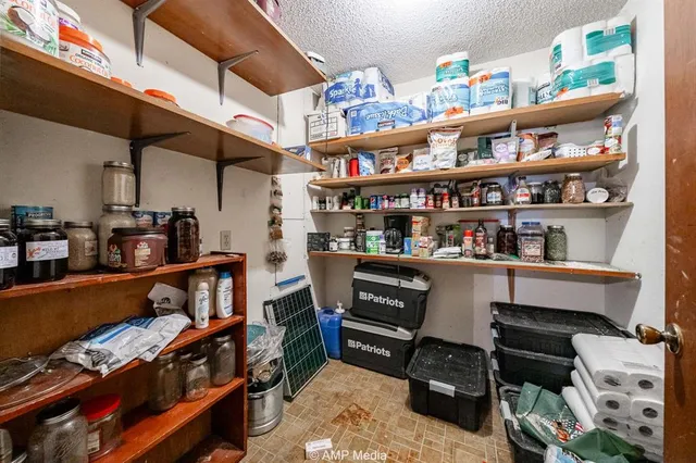 a room with storage and furniture