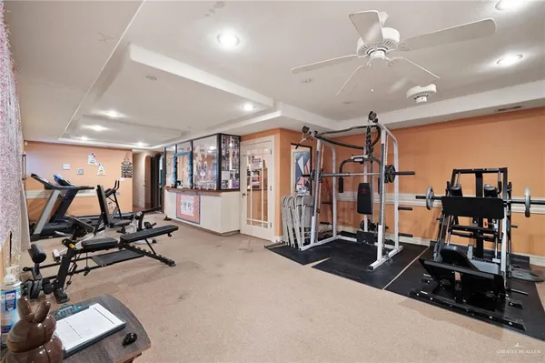 a view of a room with gym equipment