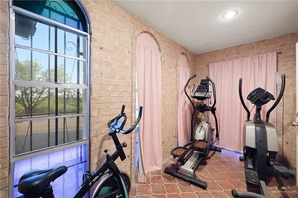 a view of a room with gym equipment