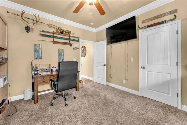 a view of a bedroom with a window and wooden floor