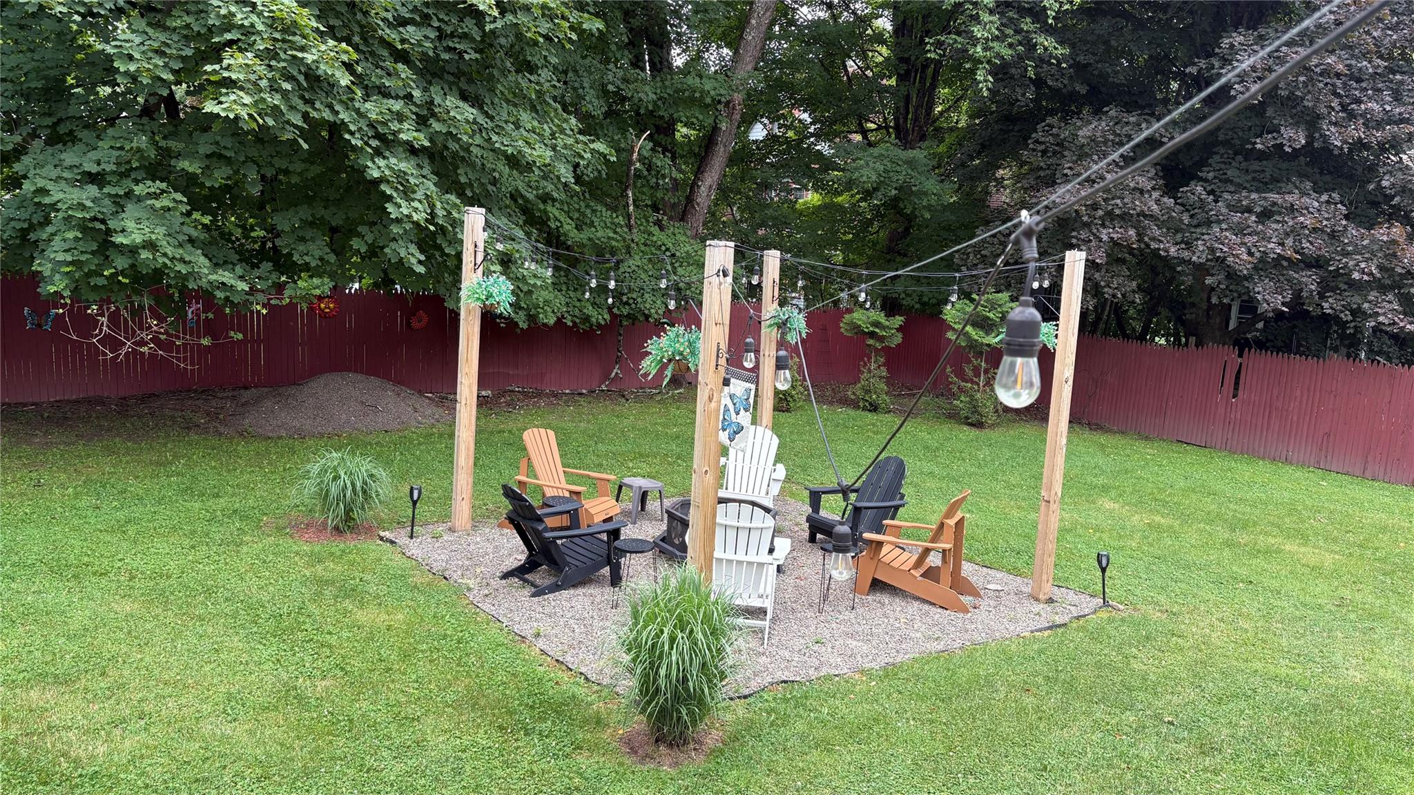21 Mitchell Avenue Callicoon, NY 12723 - Photo 10 of 33 Fenced backyard with an outdoor fire pit