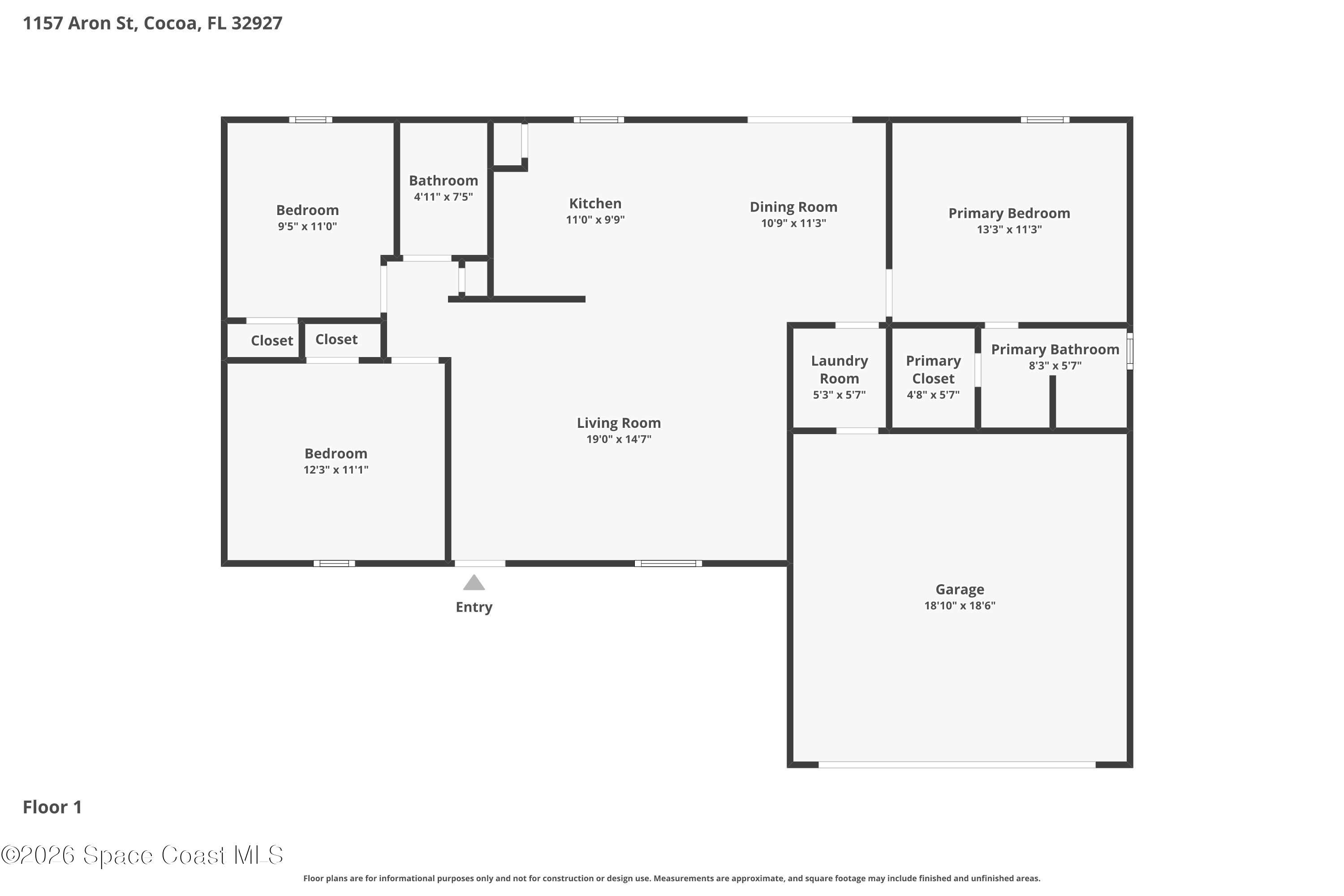 1157 Aron Street Cocoa, FL 32927 - Photo 39 of 39 1157 Aron St. Cocoa, FL 32927 ****Floorplan****