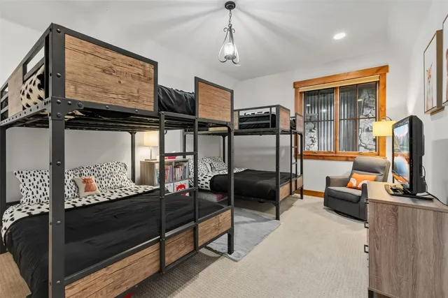 a bedroom with furniture