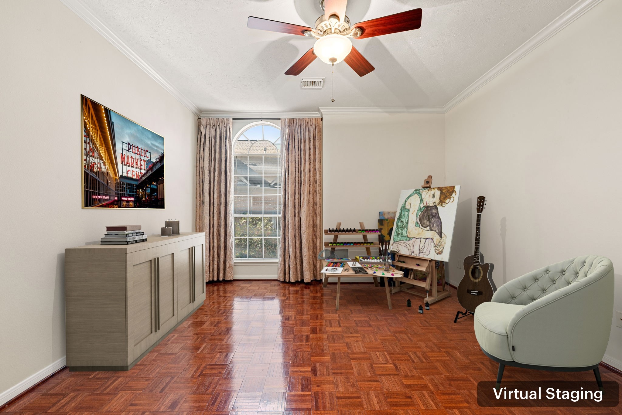 5318 Fayette Street Houston, TX 77056 - Photo 23 of 35 a living room with furniture a flat screen tv and a window