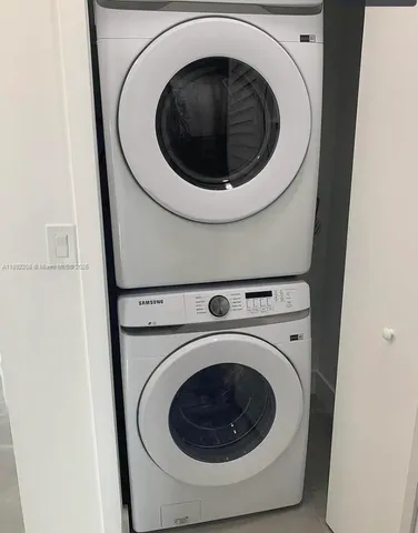 a large parking space with a large window and view in the background