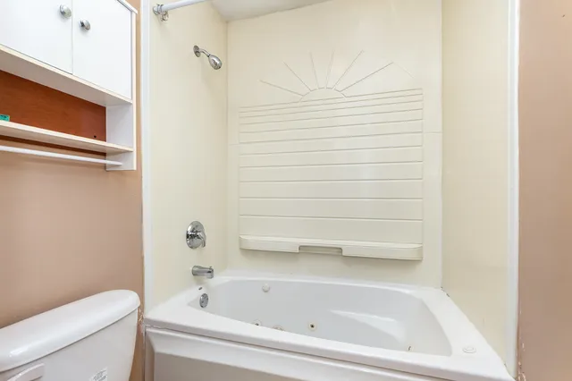 a bathroom with a bathtub